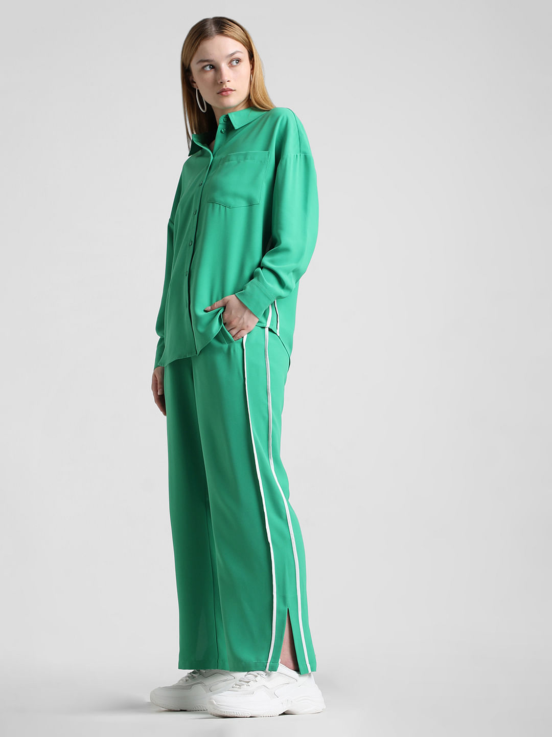 SATIN TROUSERS WITH TAPING DETAIL - Moss green | ZARA India